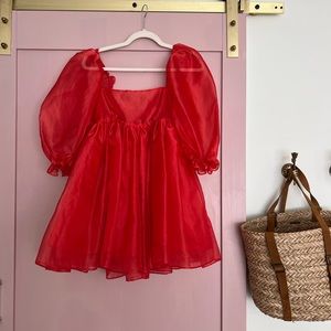 Winter Red Puff Dress Selkie XS